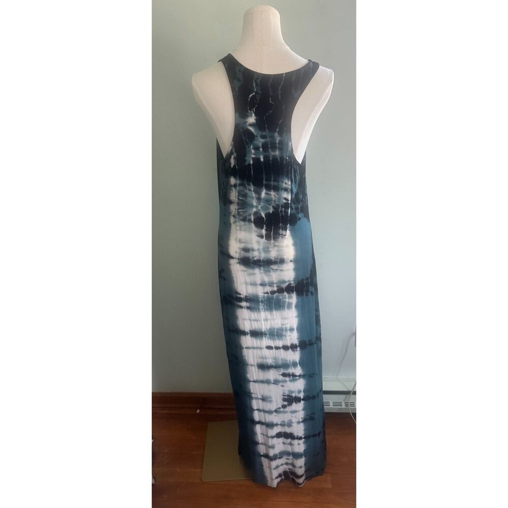 Mossimo Womens Tie Dye Maxi Dress Racerback Black Teal White Medium - Picture 2 of 7
